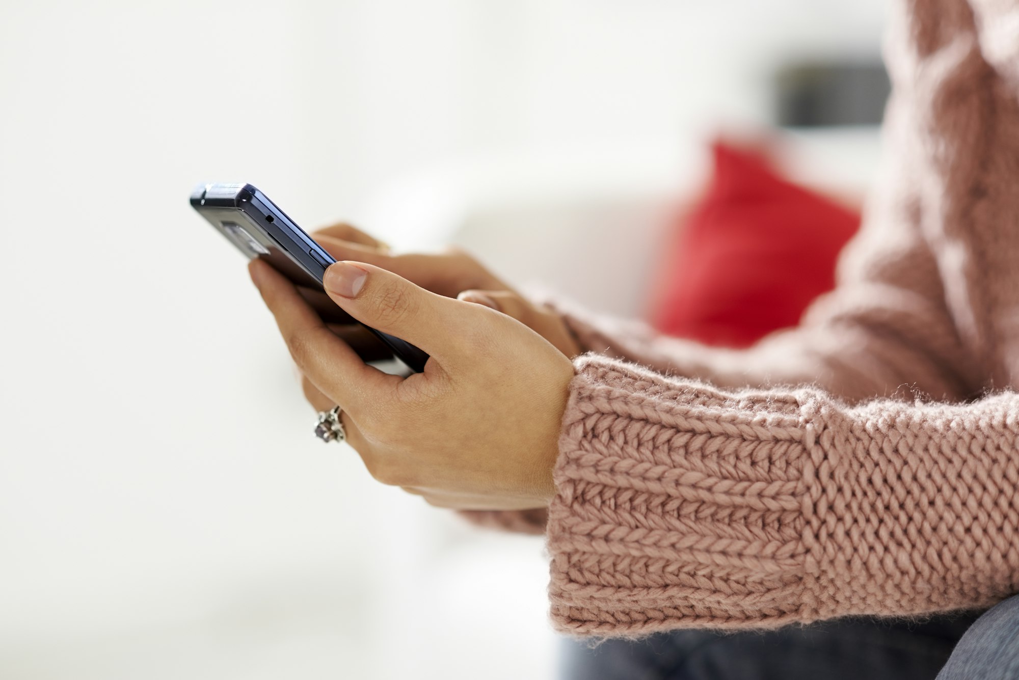 Asian Girl Reading Sms On Smarthphone